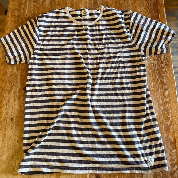 Quiksilver Men’s Striped Pocket T-Shirt (Black & White, Size Large) - Picture 1 of 5